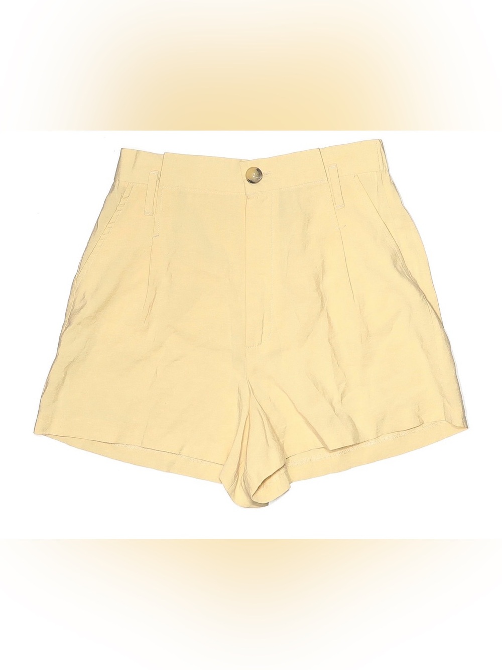 Zara High-Waist Butter Yellow Tailored Shorts Cooling Modal Fabric XS